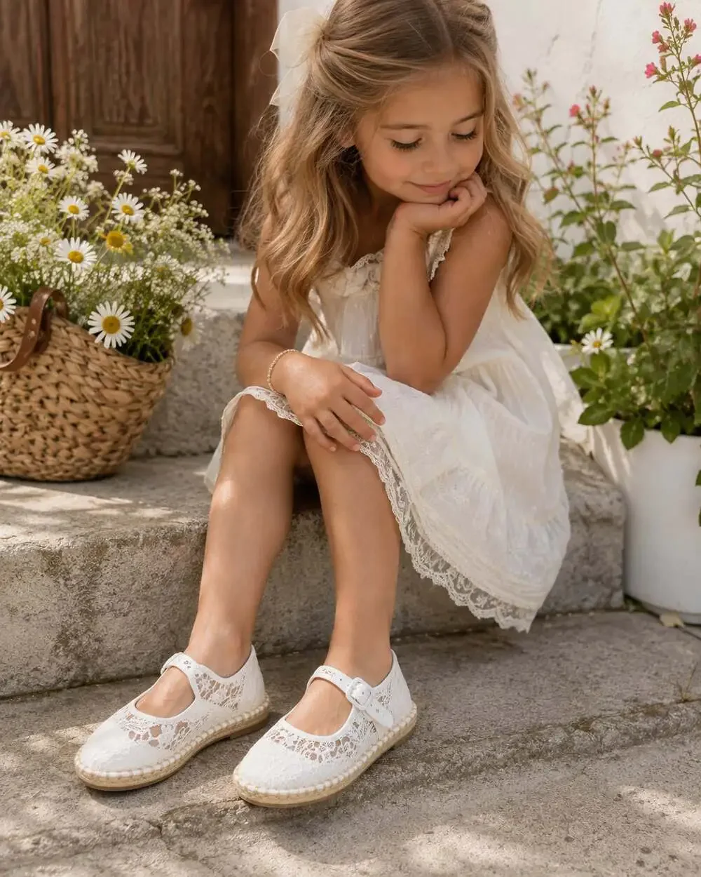 NWT Art Class Lace Mary Jane Espadrille Flats Girls Size 2 Coquette